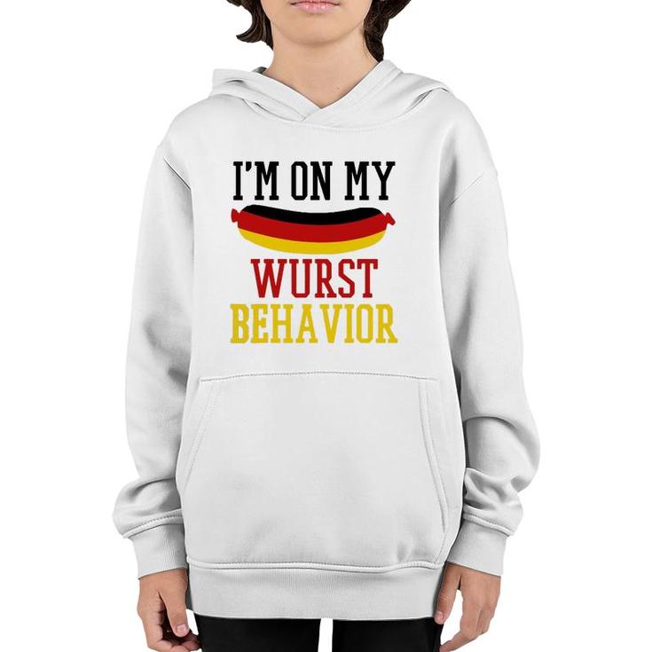 Im On My Wurst Behavior - Funny German Souvenir Oktoberfest Youth Hoodie