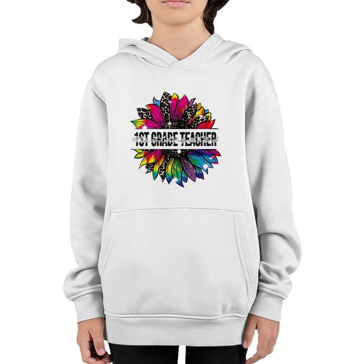 It Takes A Lot Of Sparkle To Be A 1St Grade Teacher Tie Dye Leopard Sunflower Youth Hoodie