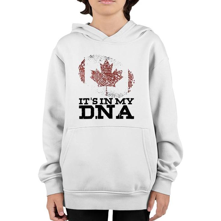 Its In My Dna Canadian Canada Flag Hockey Fan Gifts Youth Hoodie