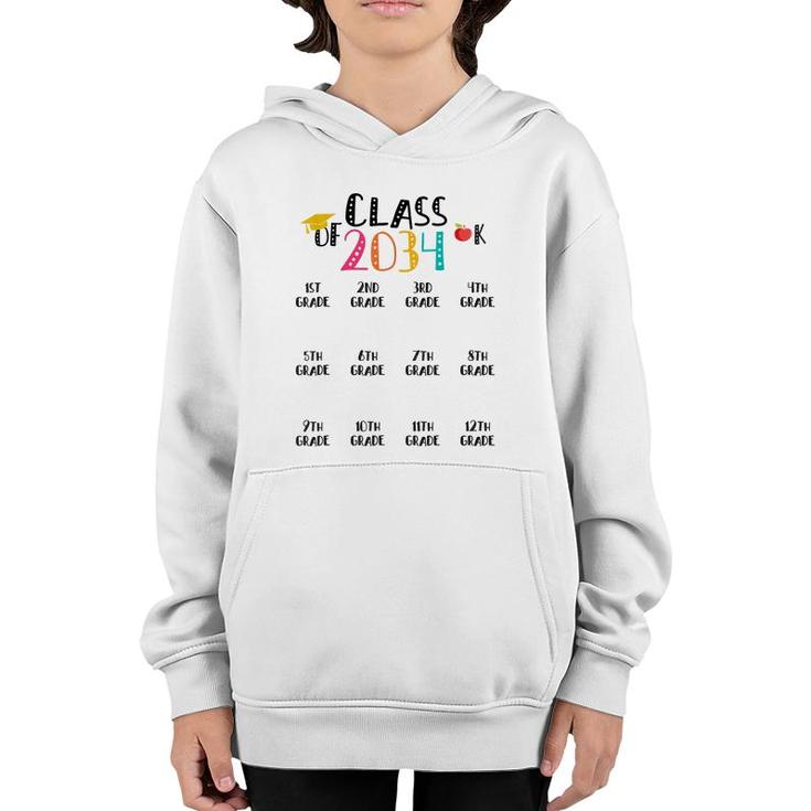 K -12Th Grade Hand Prints Space Graduation Class Of 2034  Youth Hoodie