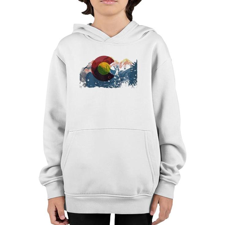 Love Vintage Colorado Flag Mountains Gift Design Idea  Youth Hoodie
