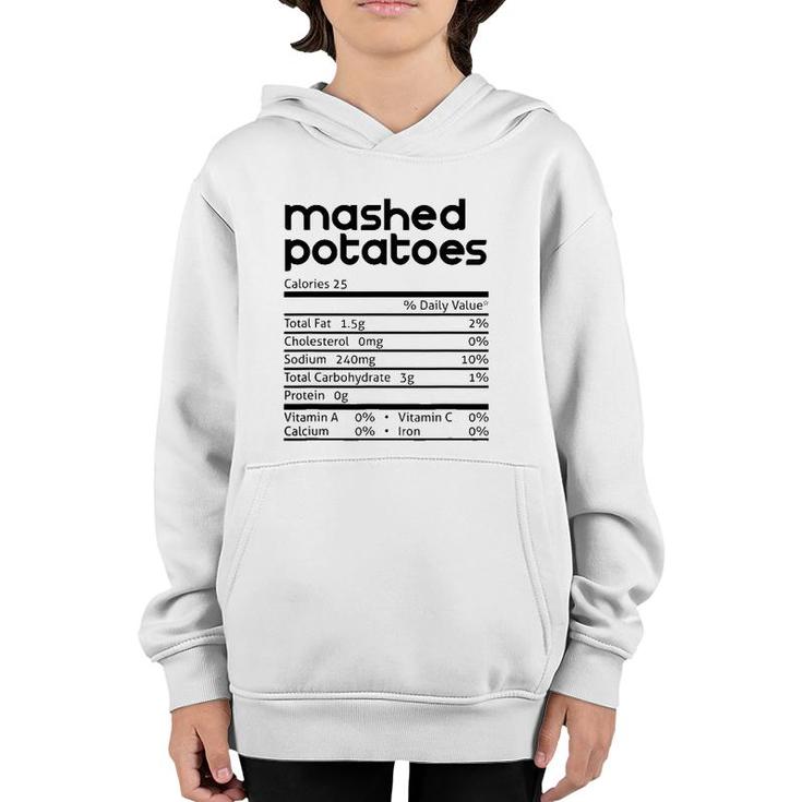 Mashed Potato Nutrition Facts Funny Thanksgiving Christmas Youth Hoodie