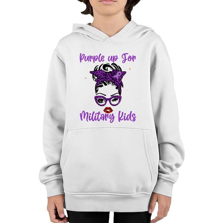 Messy Bun Purple Up Day For Military Kids Child Purple Up  Youth Hoodie