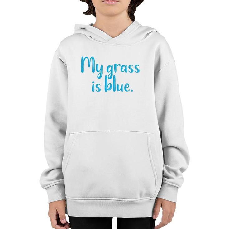 My Grass Is Blueretro Fan Bluegrass Typography Gifts Youth Hoodie