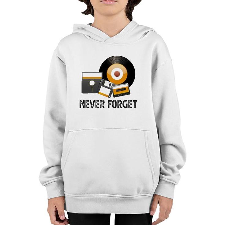 Never Forget Cassette Tape Retro Vintage Disk Old School Youth Hoodie