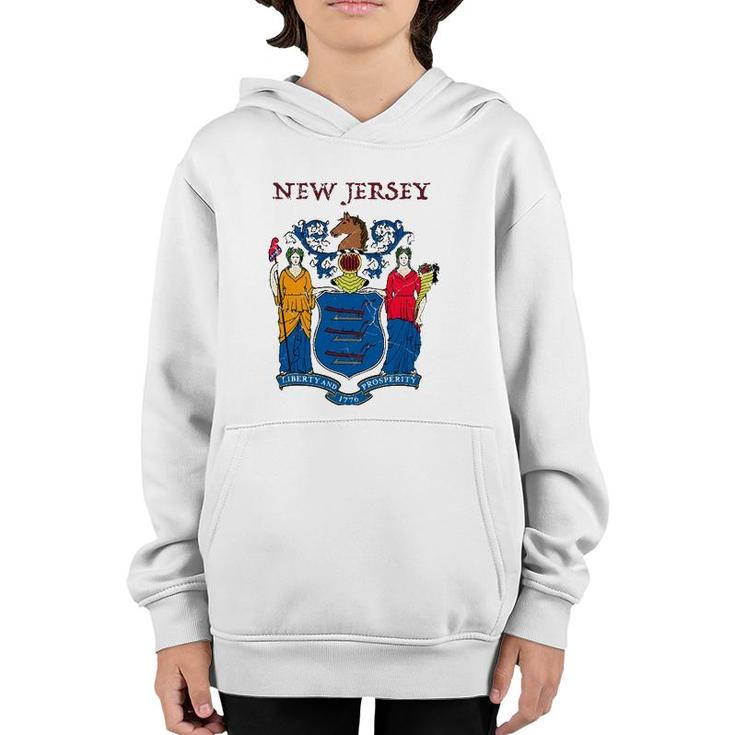 New Jersey State Seal Flag Youth Hoodie