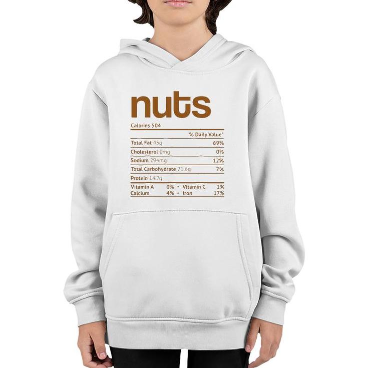 Nuts Nutrition Facts Funny Thanksgiving Christmas Food Youth Hoodie