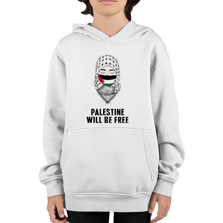 Palestine Will Be Free Gaza Flag Arabic Support Scarf Women Youth Hoodie