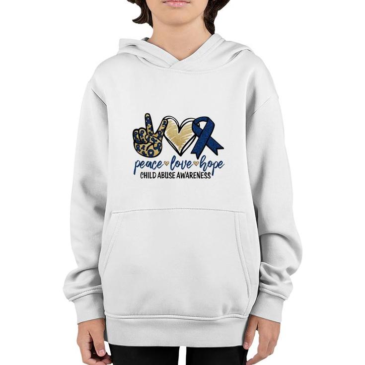 Peace Love Hope Child Abuse Awareness Glitter New Youth Hoodie
