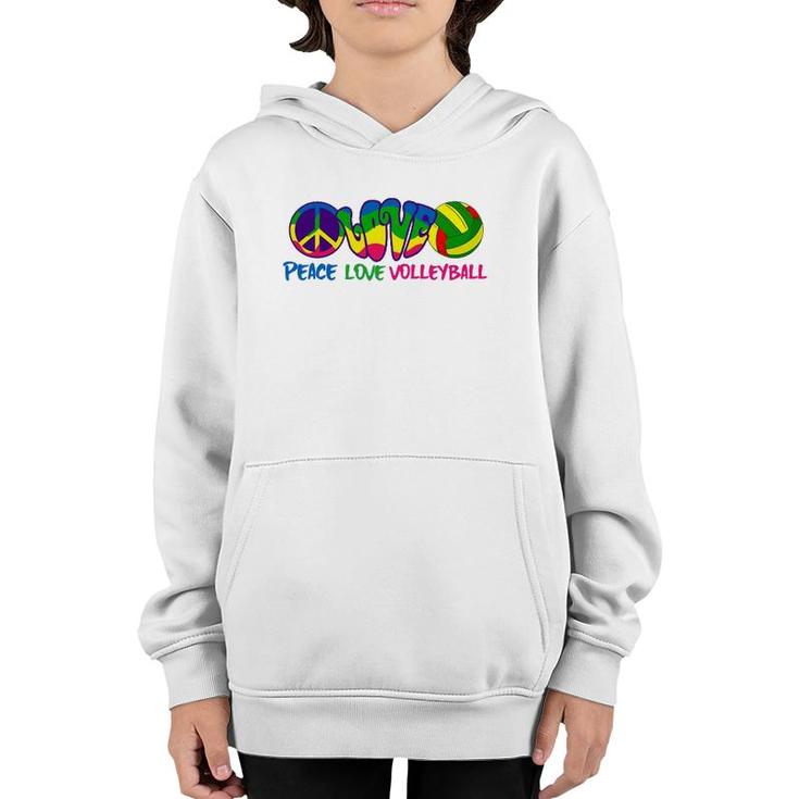 Peace Love Volleyball-Retro Stryle Volleyball Apparel Gifts Youth Hoodie