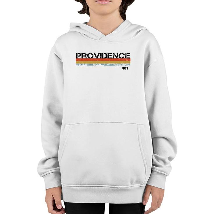 Providence Area Code Retro Vintage Stripes Youth Hoodie