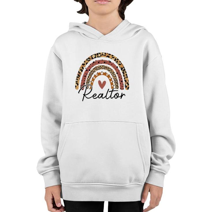 Realtor Leopard Rainbow Real Estate Agent Real Estate Life Youth Hoodie