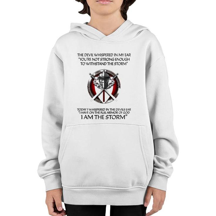 Religious Christian Bible Verse Gifts Sayings I Am The Storm  Youth Hoodie