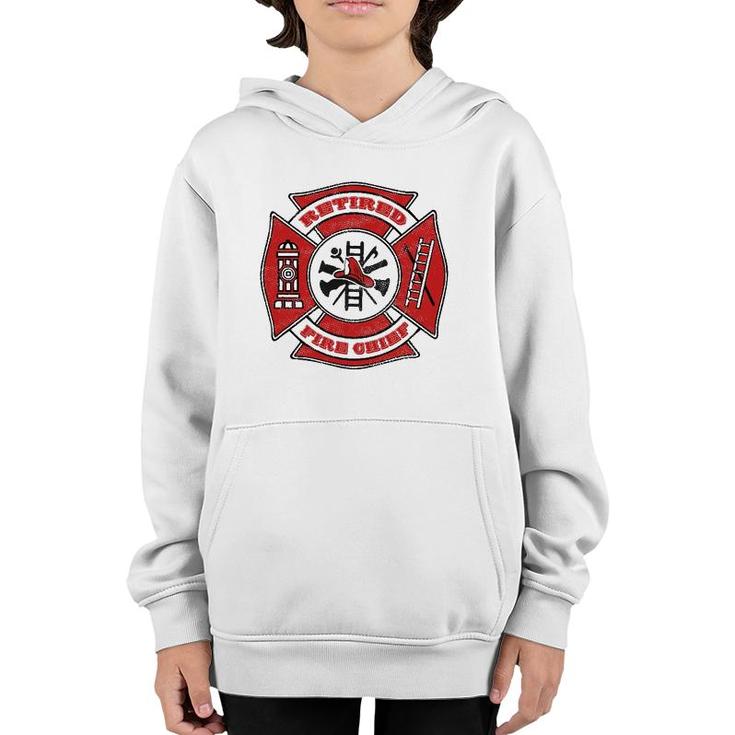 Retired Fire Chief Retirement Gift Red Maltese Cross Youth Hoodie