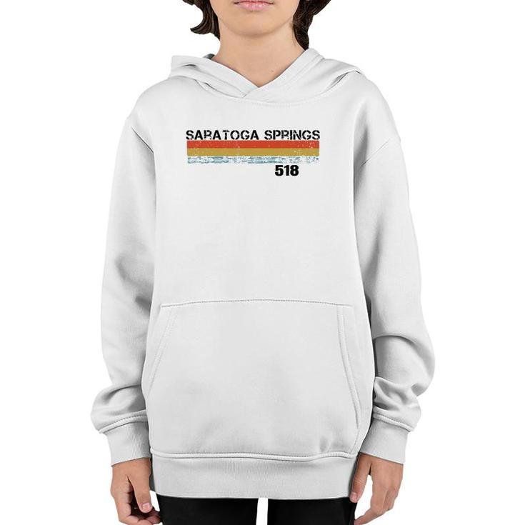 Saratoga Springs Vintage Retro Stripes Youth Hoodie