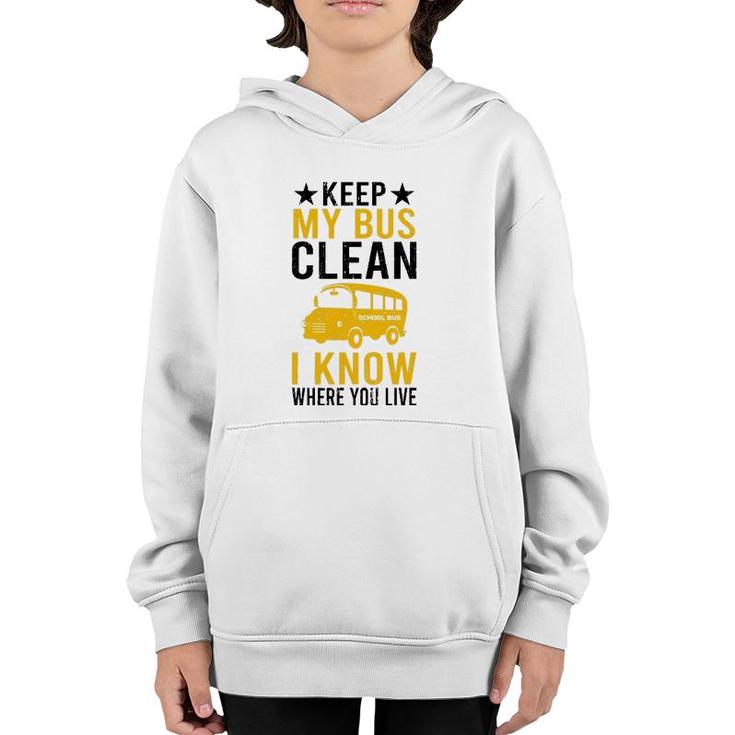 School Bus Driver Driving Bus Youth Hoodie