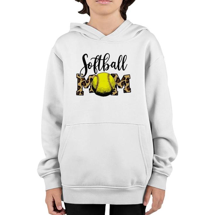 Softball Baseball Ball Mom Leopard Funny Mothers Day Womens Youth Hoodie