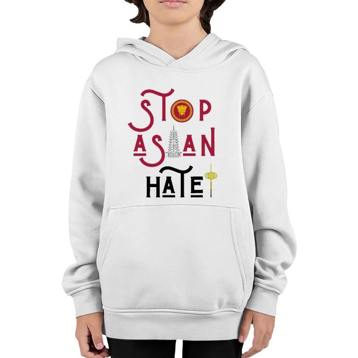 Stop Asian Hate Americans Support Asians Vintage Retro Peace Youth Hoodie