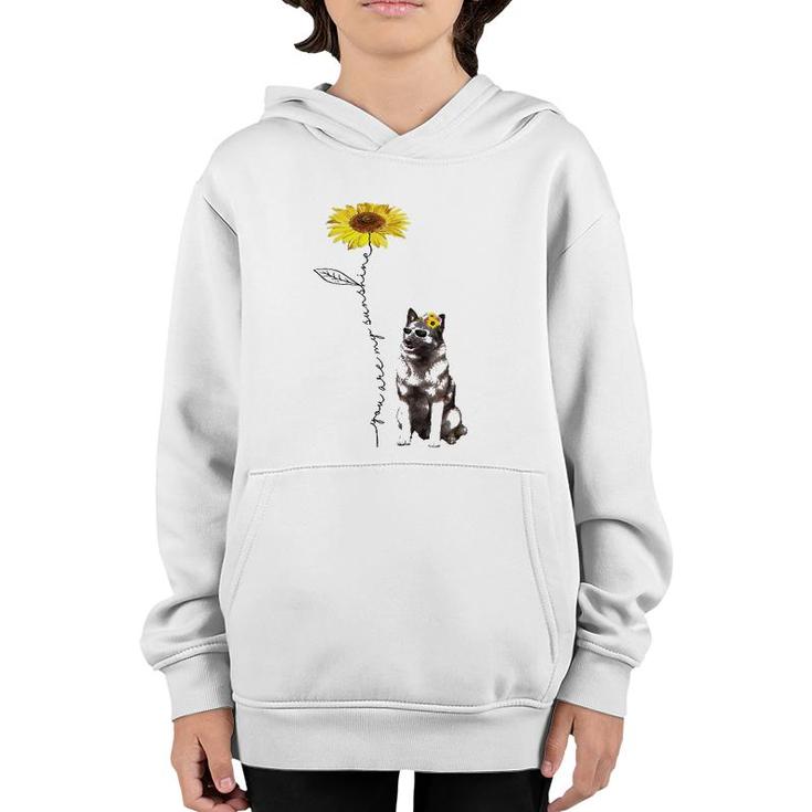 Sunflower And Norwegian Elkhound Youth Hoodie