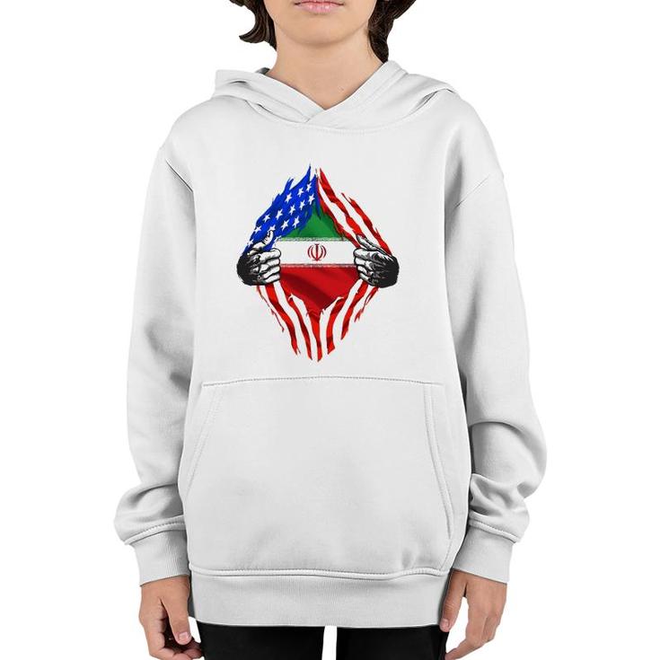 Super Iranian Heritage Iran Roots Usa Flag Youth Hoodie