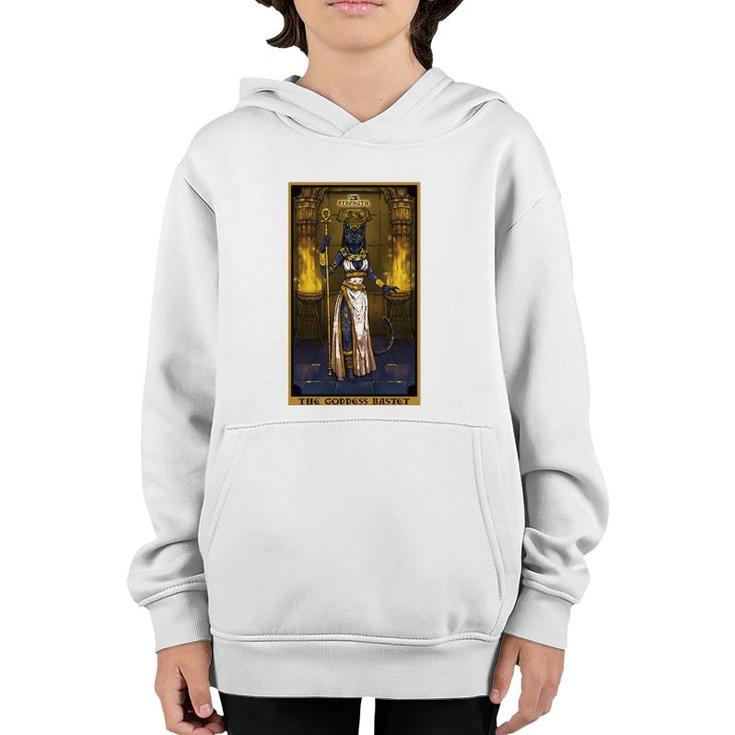The Goddess Bastet Strength Tarot Card Egyptian Cat Witch  Youth Hoodie