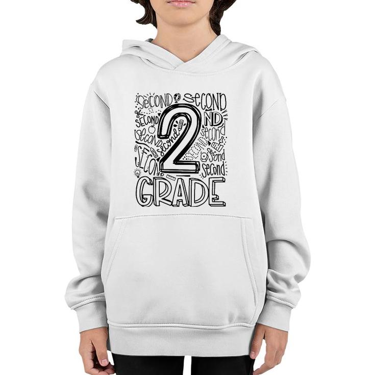Typography 2Nd Grade Teacher Student Back To School Youth Hoodie
