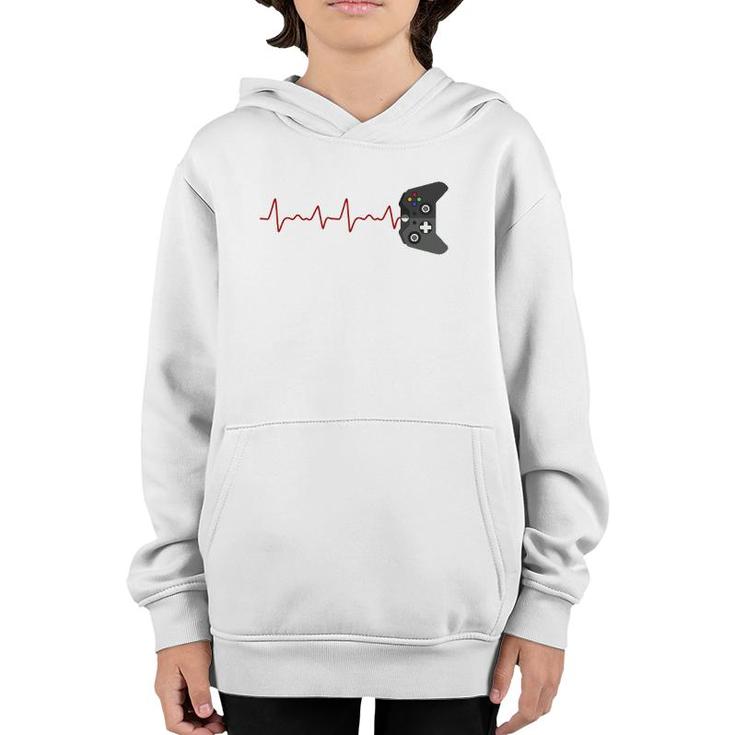Video Game Lover Gifts Gamer Heartbeat Gaming Youth Hoodie