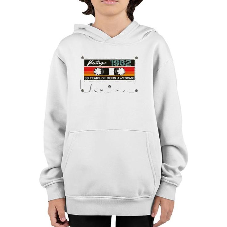 Vintage 1962 Retro Cassette 60Th Birthday 60 Years Old Youth Hoodie