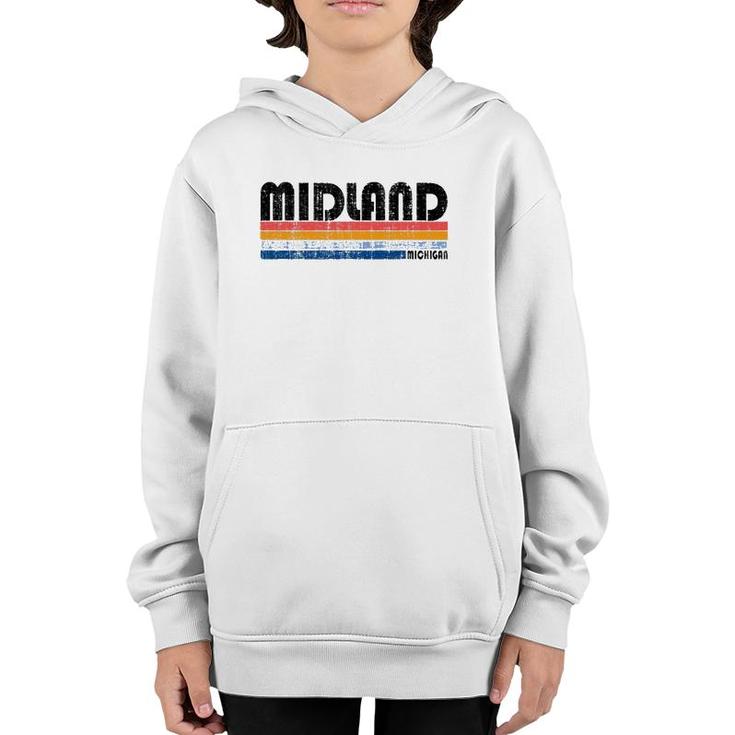 Vintage 70S 80S Style Midland Michigan Youth Hoodie