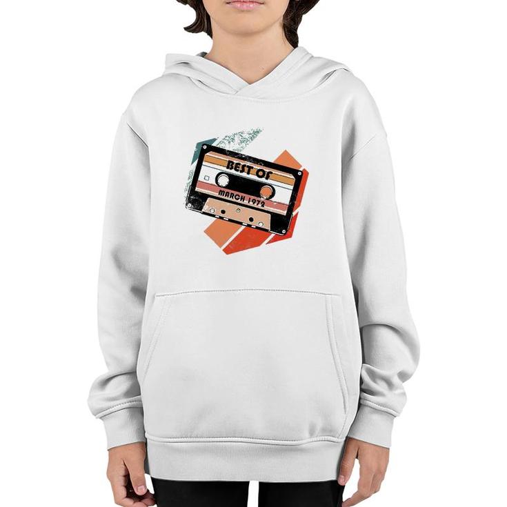 Vintage Best Of March 1972 Cassette Retro Birthday Tape Youth Hoodie