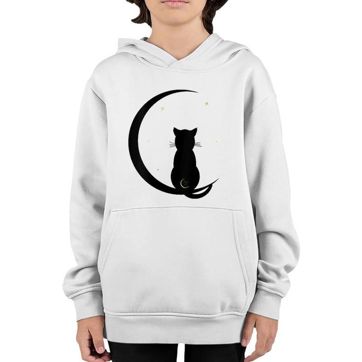 Womens Double Moon Cat V-Neck Youth Hoodie