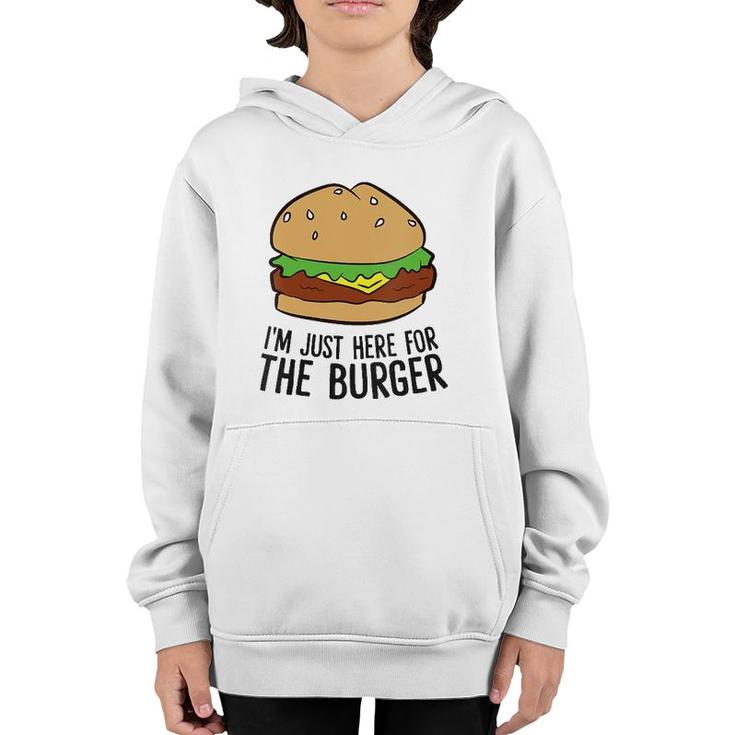 Womens Funny Hamburger Fast Food Im Just Here For The Burger V-Neck Youth Hoodie