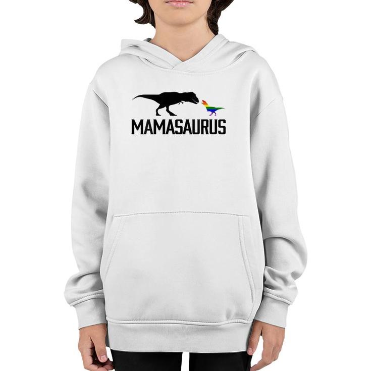 Womens Mamasaurus Lgbt Mom Rainbowrex V-Neck Youth Hoodie