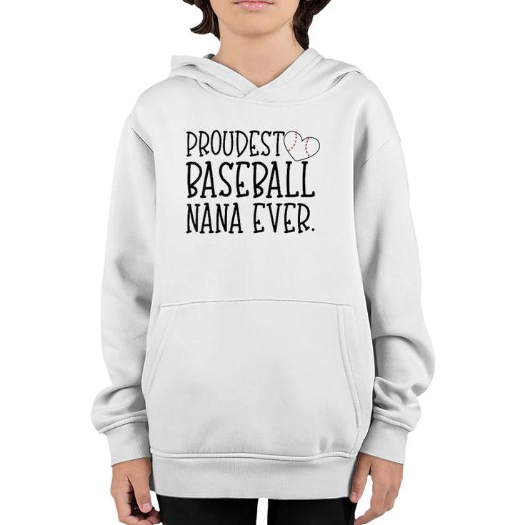 Womens Proudest Baseball Nana Ever Cute Baseball Player Grandson V-Neck Youth Hoodie