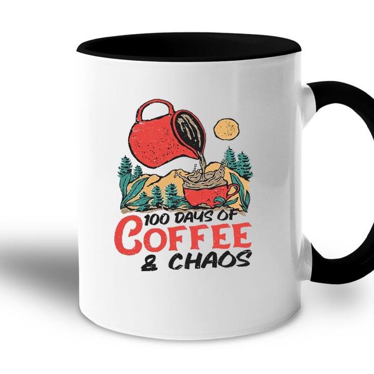 100 Days Of Coffee & Chaos Teachers 100Th Day Of School Gift Accent Mug