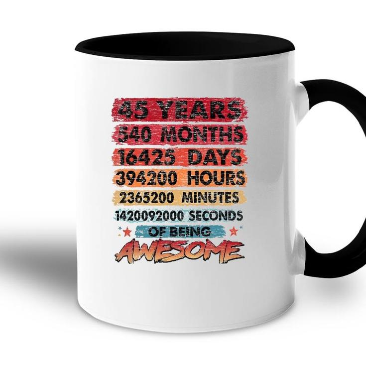 45Th Birthday 45 Years Old Vintage Retro 540 Months Birthday Accent Mug
