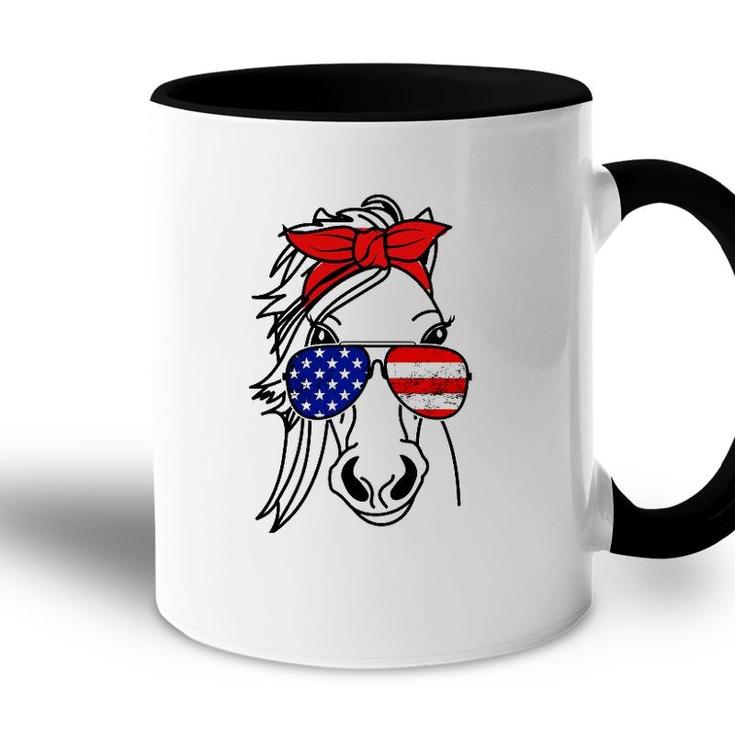 4Th Of July Patriotic Horse American Flag Sunglasses Accent Mug