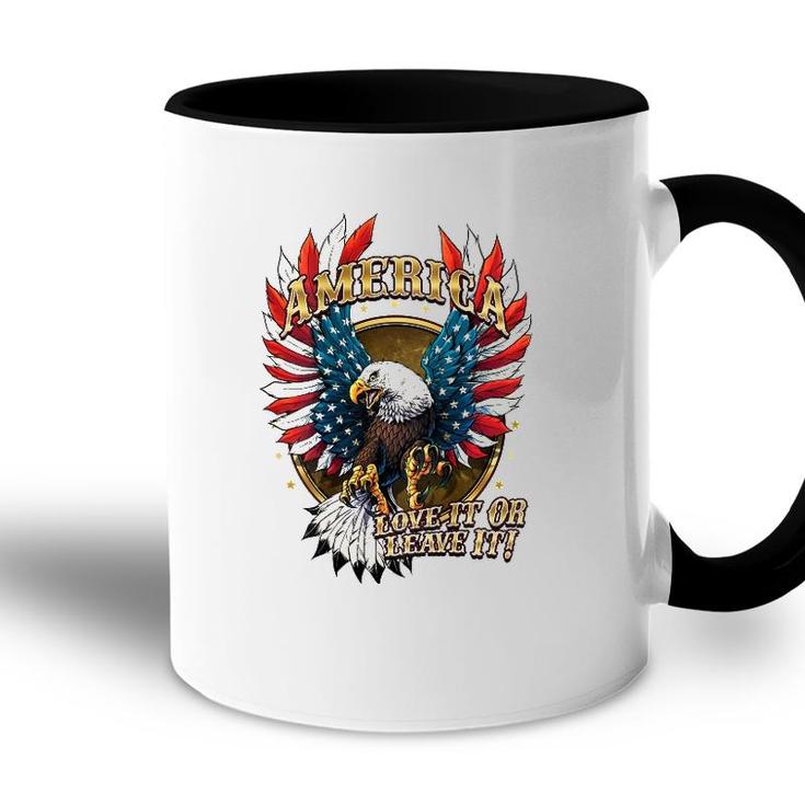 America Love It Or Leave It Patriotic Eagle Mens Back Print Accent Mug