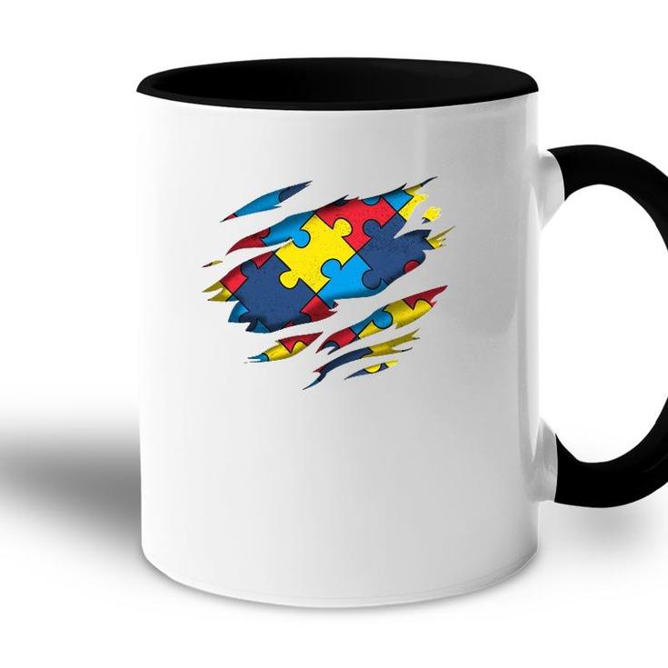 Autism Awareness Power Superhero Puzzle Piece Gift Accent Mug