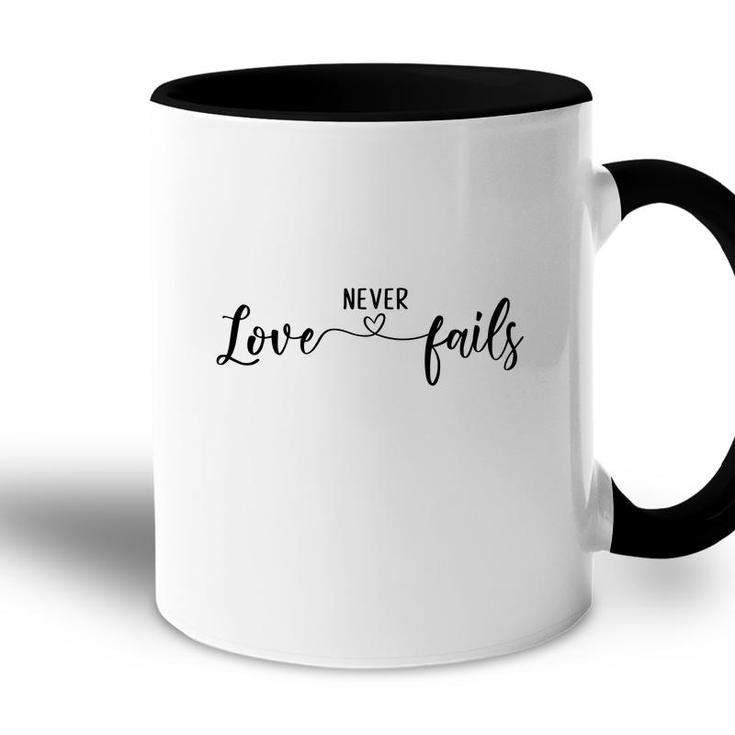 Bible Verse Black Graphic Love Never Fails Christian Accent Mug