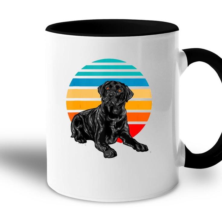 Black Labrador Dog Sunset Vintage Retro Style Black Lab  Accent Mug