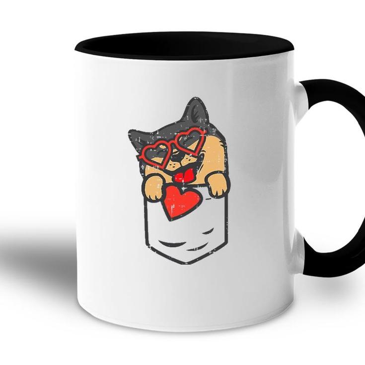 Black Shiba Inu Heart Pocket Valentine Day Japanese Dog Gift Accent Mug