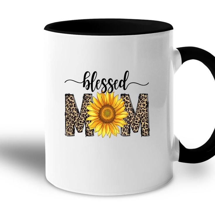 Blessed Mom With Sunflower And Leopard Vintage Mothers Day Design Accent Mug