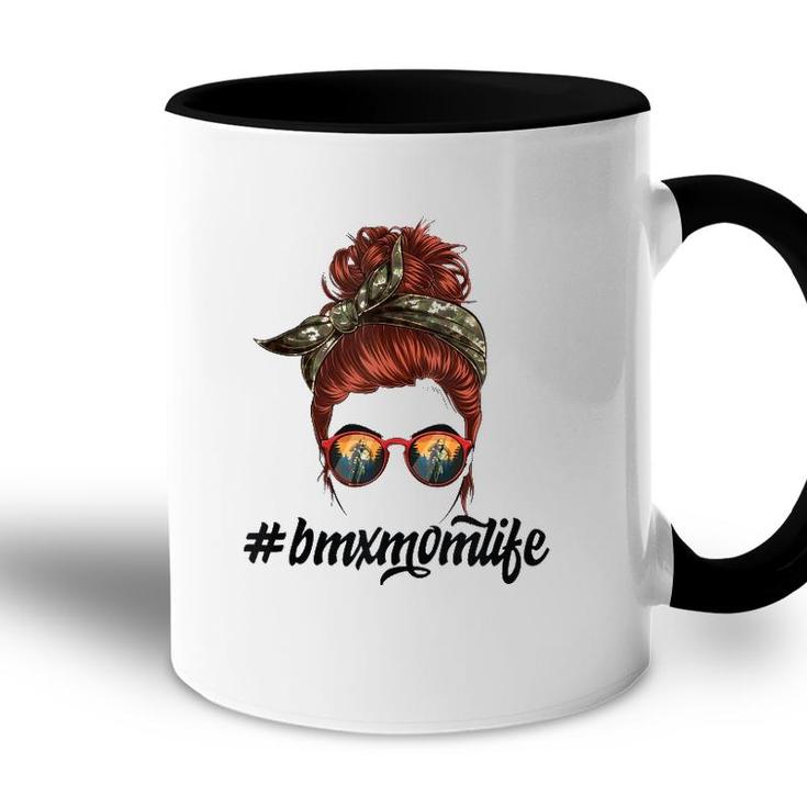 Bmx Mom Life Mothers Day Cool Messy Bun Hair Camouflage Accent Mug