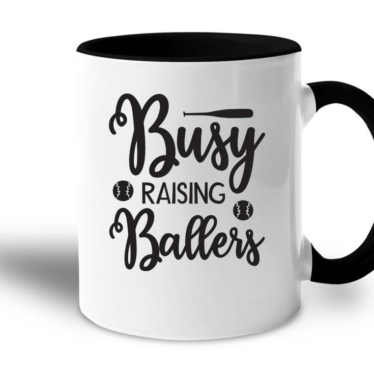Busy Raising Ballers Gray And Black Graphic Accent Mug