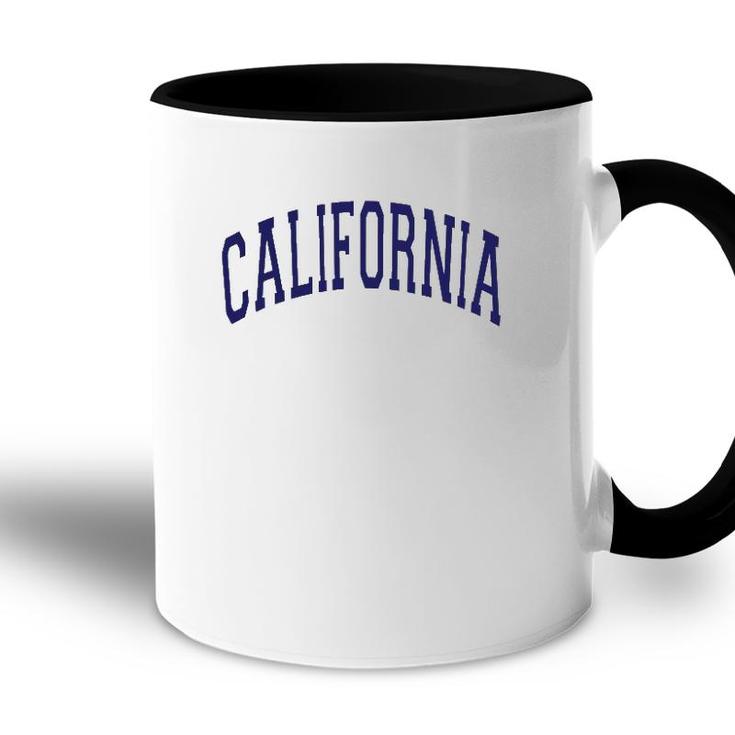 California Varsity Style Navy Blue Text Accent Mug