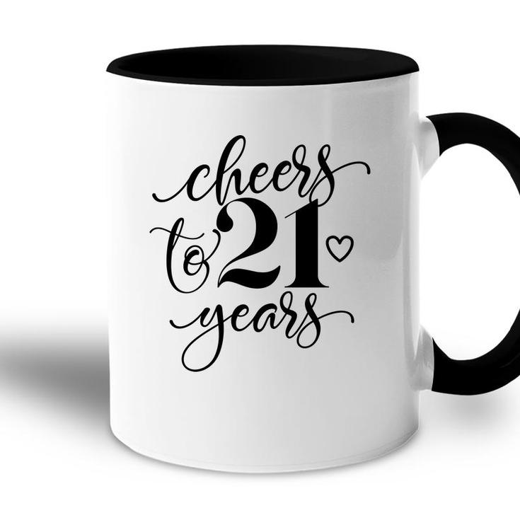 Cheers To Years 21 21St Birthday Black Heart Accent Mug