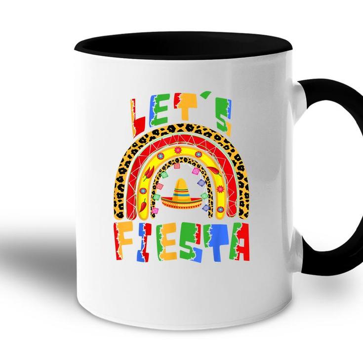 Cinco De Mayo Rainbow Lets Fiesta Women Men & Kids   Accent Mug