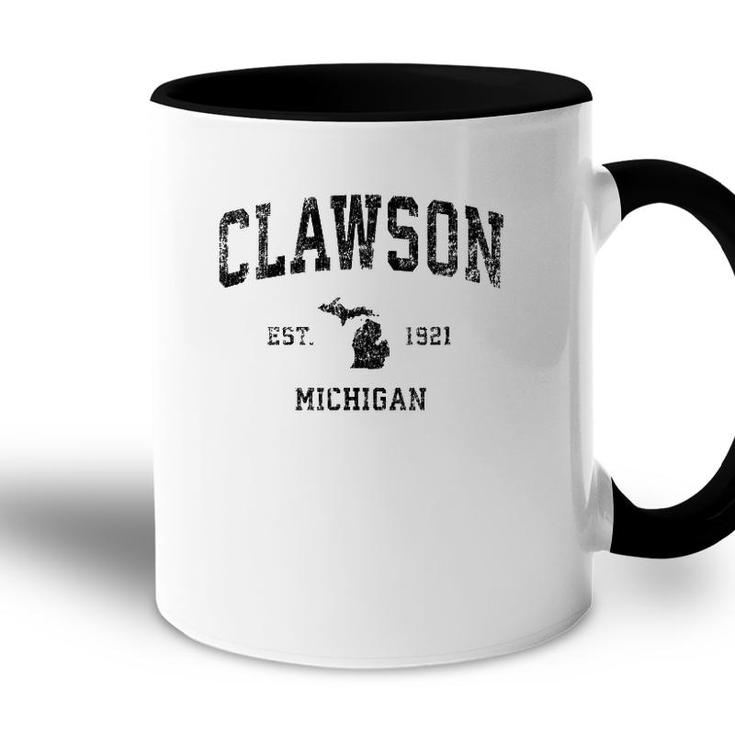 Clawson Michigan Mi Vintage Sports Design Black Print Accent Mug