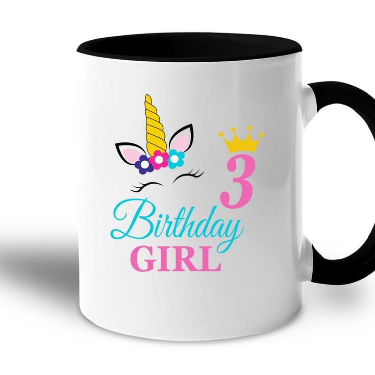 Congratuations 3Rd Birthday Beautiful Unicorn Girl Accent Mug